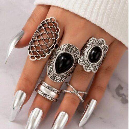 Black-stone-silver-ring-set-no26766-nocothebrand
