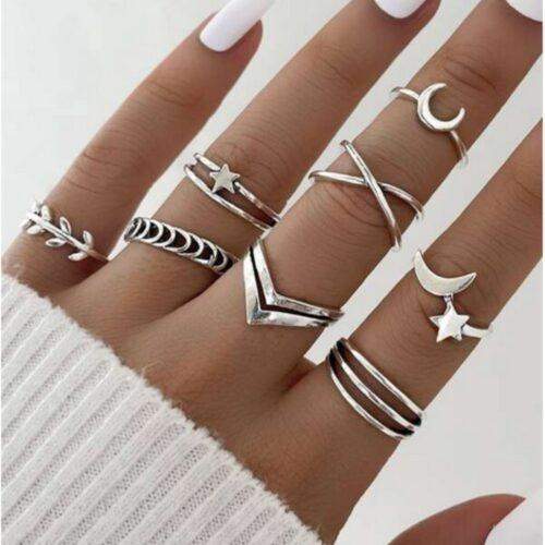 Star-and-moon-silver-ring-set-no26764-nocothebrand