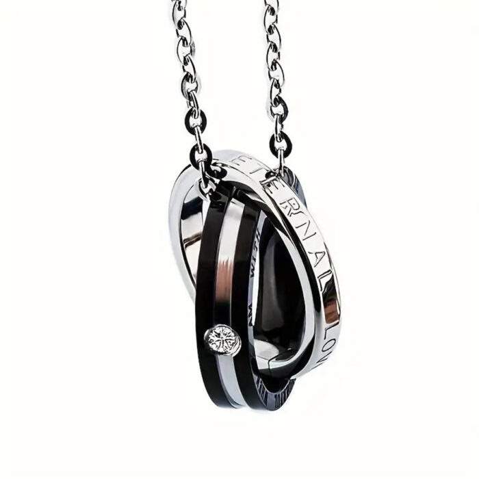 Double-ring love message necklace-black-no30018-nocothebrand-7