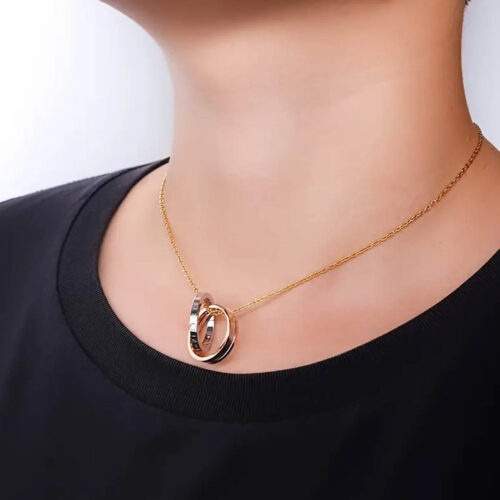 Double-ring love message necklace-roz-golden-no30018-nocothebrand-4