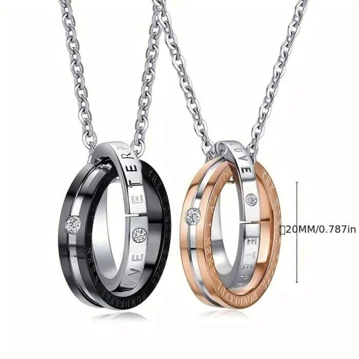Double-ring love message necklace-roz-golden-no30018-nocothebrand-1