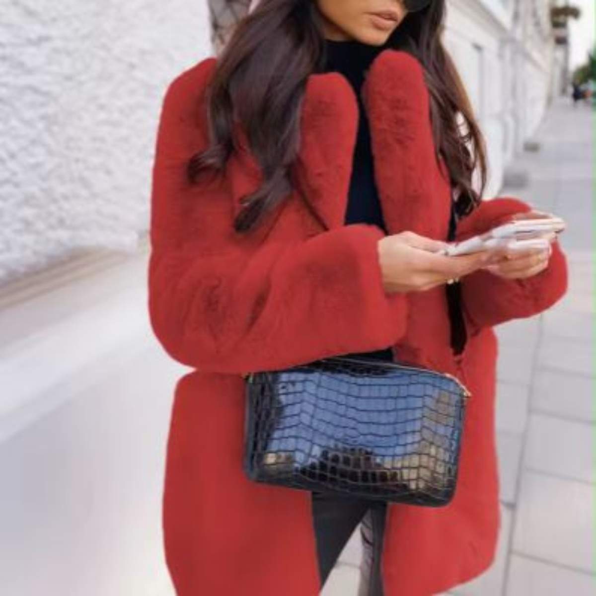 Elegant-pony-faux-fur-no10277-museclothing-kokkino